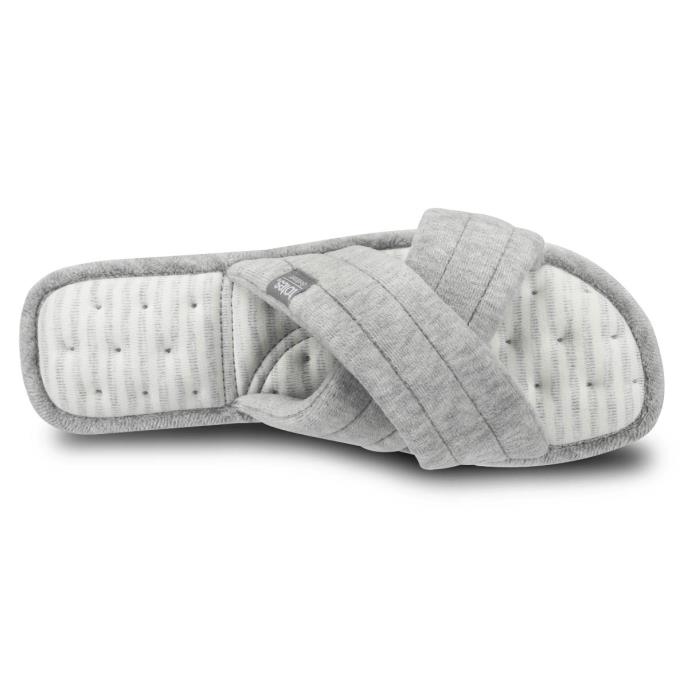 Isotoner® Ladies Marl Cross Strap Slipper Grey Extra Image 4